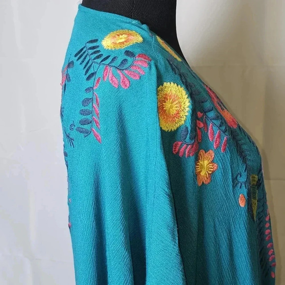 SOLD Umgee Blue Floral Embroidered Bohemian Open Kimono Sz S/M - Picture 4 of 8